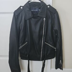 Calvin Klein Jeans Black Faux Leather Biker Jacket